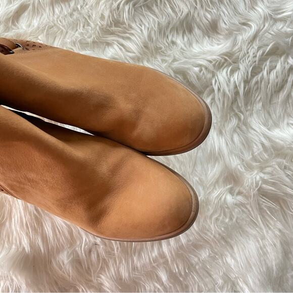 Anthropologie | Miss Albright Cottage Laser Cut Lace Ankle Booties Boots Brown 9 - Picture 6 of 12